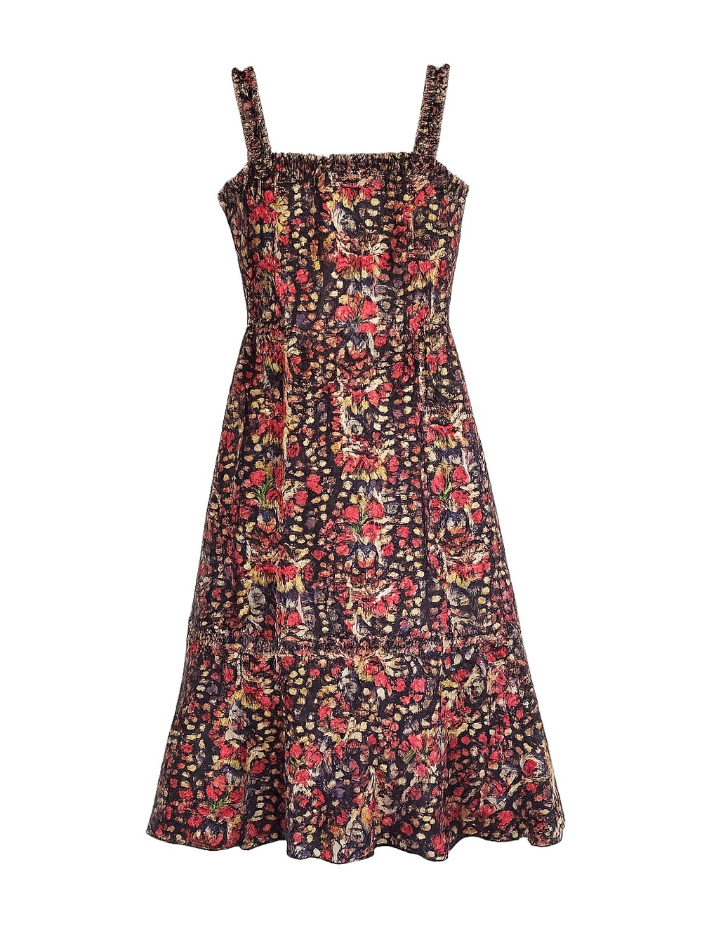 Peruvian Connection Pima Cotton Floral Sundress Square Neck Frayed Trim Size 4